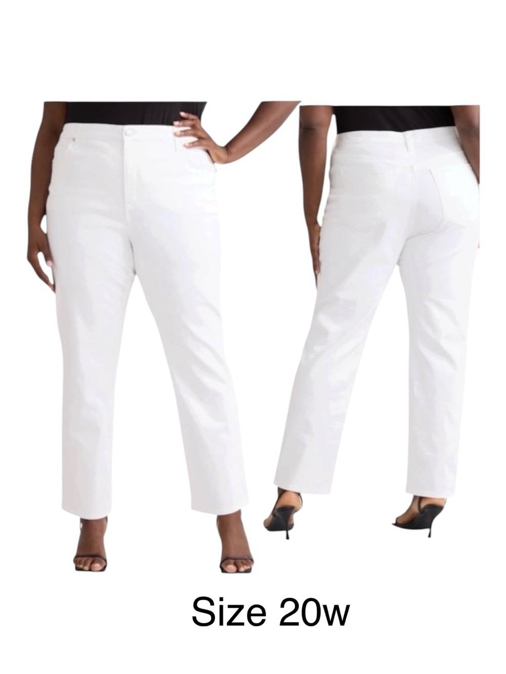 TERRA & SKY Women's Plus White Casual High Rise Core Straight Leg
Jeans Size 20w